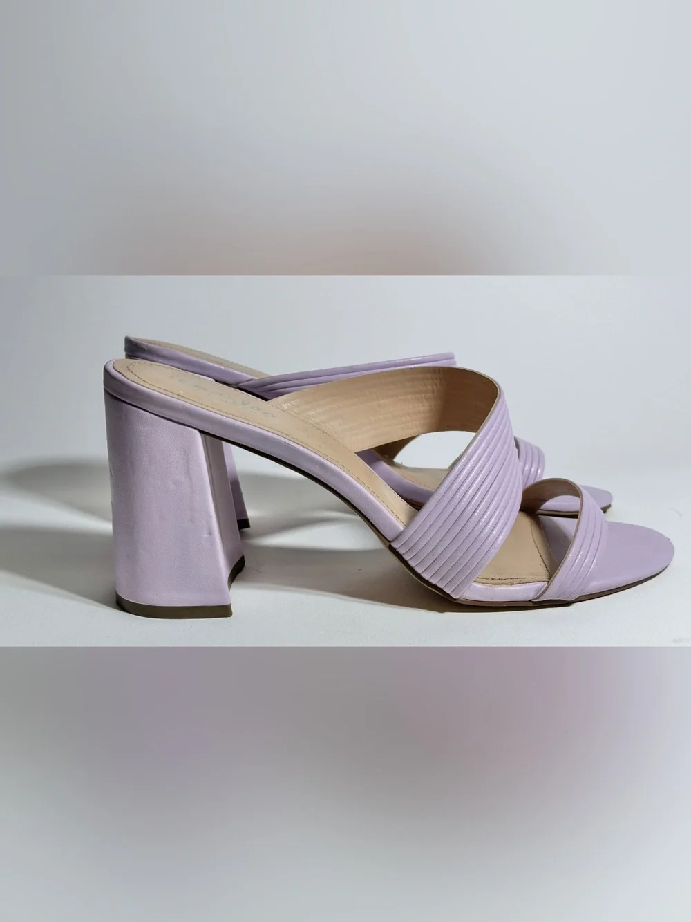 Charles By Charles David Lilac Ribbed Strap Slide Mules